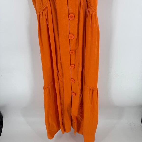 By Anthropologie Renee Flutter Sleeve Linen Blend Mini Dress Orange Size M - Picture 6 of 12